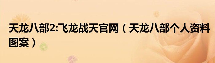 天龙八部2:飞龙战天官网（天龙八部个人资料图案）