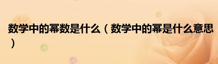 数学中的幂数是什么（数学中的幂是什么意思）
