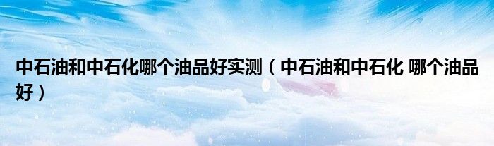 中石油和中石化哪个油品好实测（中石油和中石化 哪个油品好）