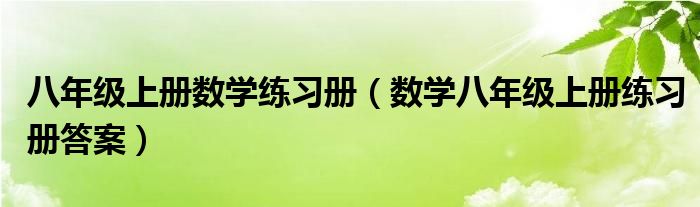 八年级上册数学练习册（数学八年级上册练习册答案）