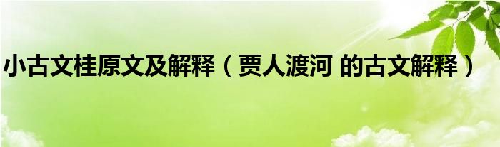 小古文桂原文及解释（贾人渡河 的古文解释）