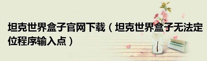 坦克世界盒子官网下载（坦克世界盒子无法定位程序输入点）