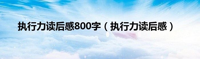 执行力读后感800字（执行力读后感）