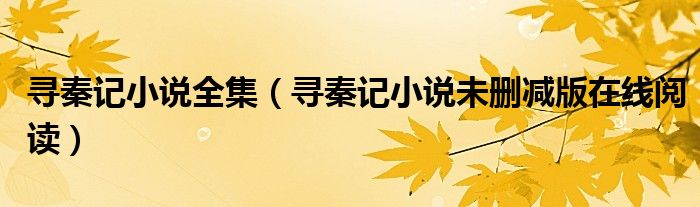 寻秦记小说全集（寻秦记小说未删减版在线阅读）