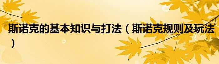 斯诺克的基本知识与打法（斯诺克规则及玩法）