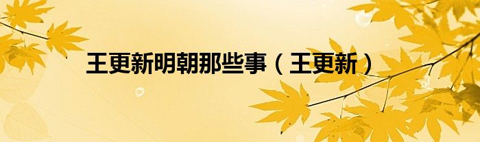 王更新明朝那些事（王更新）