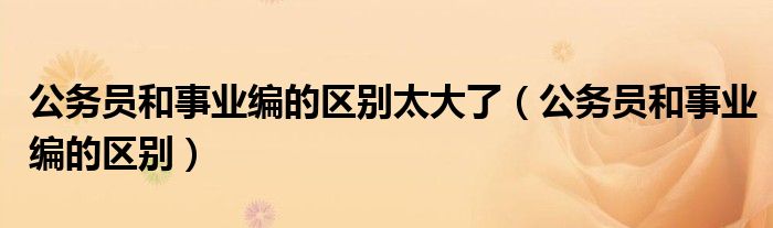 公务员和事业编的区别太大了（公务员和事业编的区别）