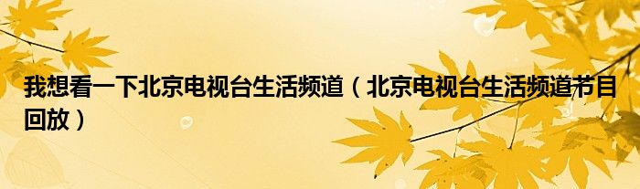 我想看一下北京电视台生活频道（北京电视台生活频道节目回放）