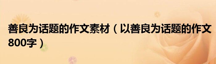 善良为话题的作文素材（以善良为话题的作文800字）