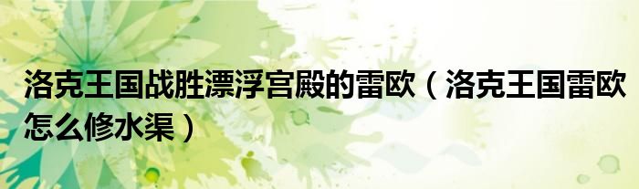 洛克王国战胜漂浮宫殿的雷欧（洛克王国雷欧怎么修水渠）