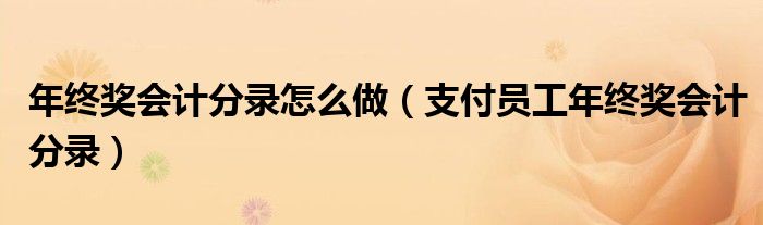 年终奖会计分录怎么做（支付员工年终奖会计分录）
