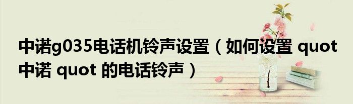 中诺g035电话机铃声设置（如何设置 quot 中诺 quot 的电话铃声）