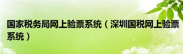 国家税务局网上验票系统（深圳国税网上验票系统）