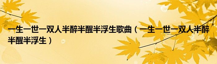 一生一世一双人半醉半醒半浮生歌曲（一生一世一双人半醉半醒半浮生）