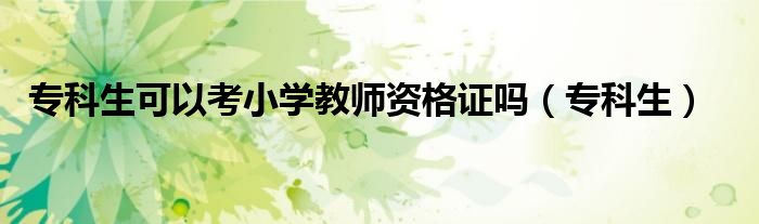 专科生可以考小学教师资格证吗（专科生）
