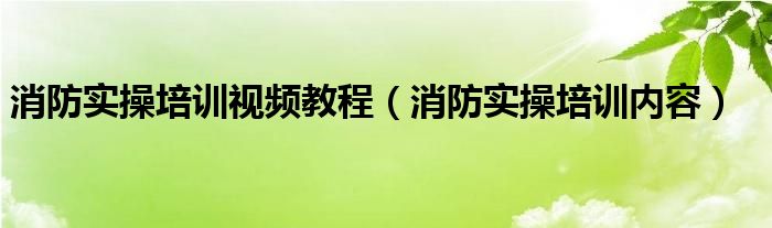 消防实操培训视频教程（消防实操培训内容）