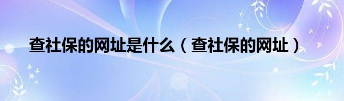 查社保的网址是什么（查社保的网址）