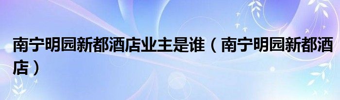 南宁明园新都酒店业主是谁（南宁明园新都酒店）