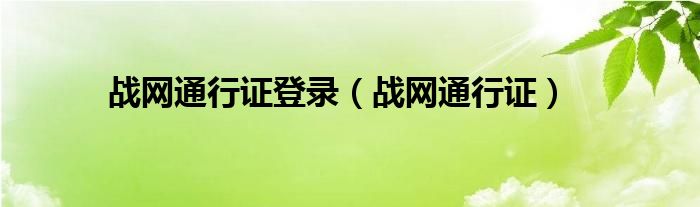 战网通行证登录（战网通行证）