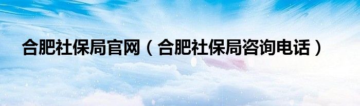 合肥社保局官网（合肥社保局咨询电话）