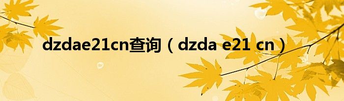 dzdae21cn查询（dzda e21 cn）