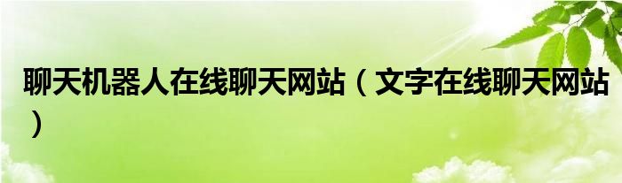 聊天机器人在线聊天网站（文字在线聊天网站）