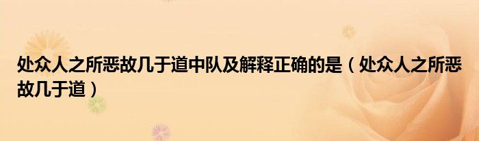 处众人之所恶故几于道中队及解释正确的是（处众人之所恶故几于道）