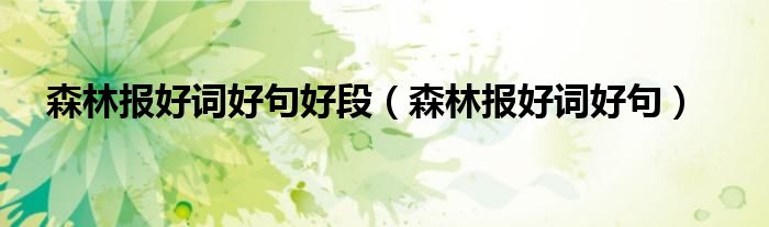 森林报好词好句好段（森林报好词好句）