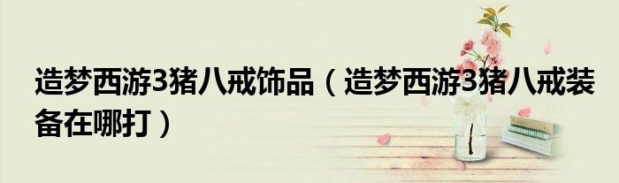 造梦西游3猪八戒饰品（造梦西游3猪八戒装备在哪打）