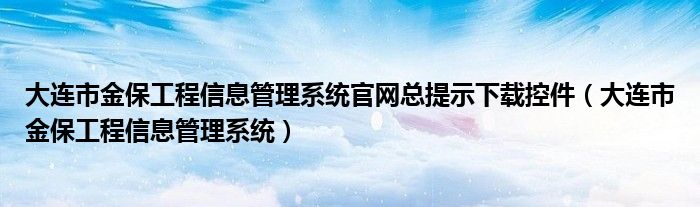 大连市金保工程信息管理系统官网总提示下载控件（大连市金保工程信息管理系统）