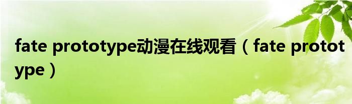 fate prototype动漫在线观看（fate prototype）