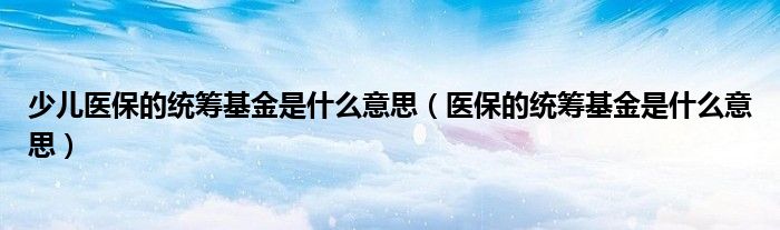 少儿医保的统筹基金是什么意思（医保的统筹基金是什么意思）