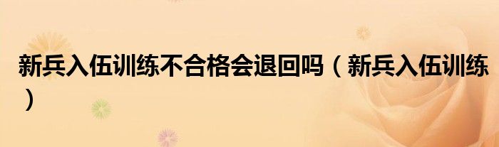 新兵入伍训练不合格会退回吗（新兵入伍训练）