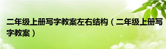 二年级上册写字教案左右结构（二年级上册写字教案）