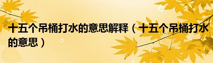 十五个吊桶打水的意思解释（十五个吊桶打水的意思）