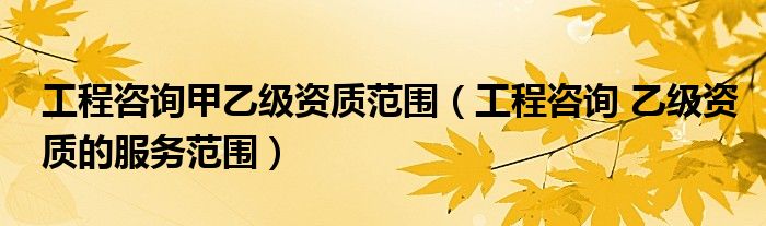 工程咨询甲乙级资质范围（工程咨询 乙级资质的服务范围）