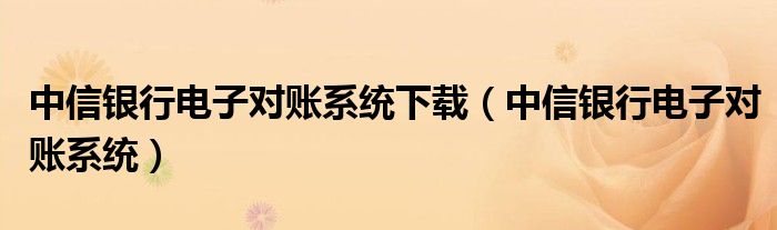 中信银行电子对账系统下载（中信银行电子对账系统）