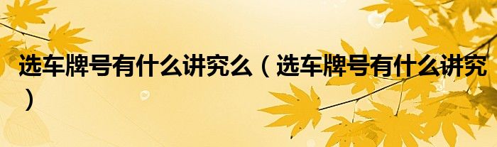 选车牌号有什么讲究么（选车牌号有什么讲究）