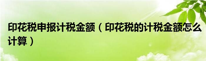 印花税申报计税金额（印花税的计税金额怎么计算）