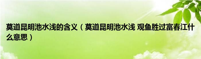 莫道昆明池水浅的含义（莫道昆明池水浅 观鱼胜过富春江什么意思）