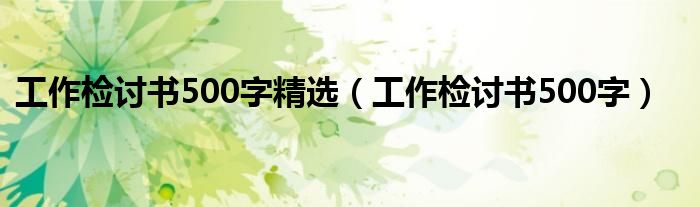 工作检讨书500字精选（工作检讨书500字）