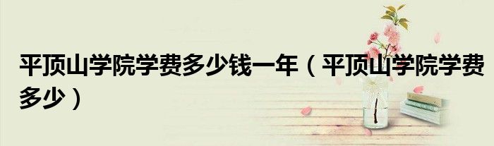 平顶山学院学费多少钱一年（平顶山学院学费多少）