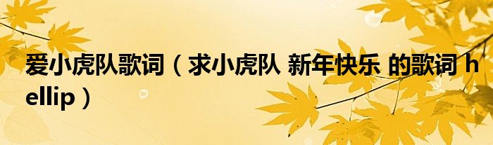爱小虎队歌词（求小虎队 新年快乐 的歌词 hellip）