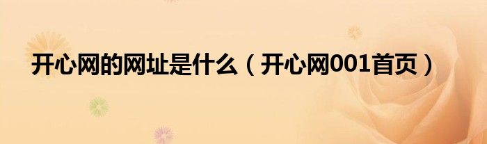 开心网的网址是什么（开心网001首页）