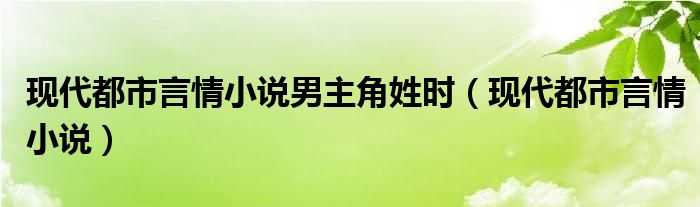 现代都市言情小说男主角姓时（现代都市言情小说）