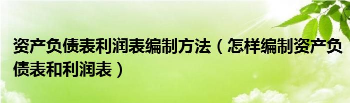 资产负债表利润表编制方法（怎样编制资产负债表和利润表）