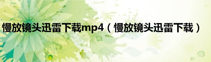 慢放镜头迅雷下载mp4（慢放镜头迅雷下载）