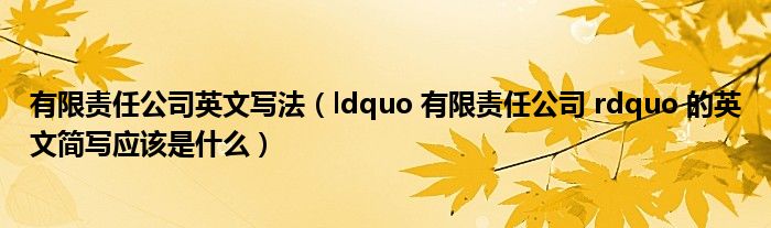 有限责任公司英文写法（ldquo 有限责任公司 rdquo 的英文简写应该是什么）