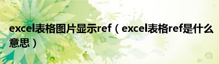 excel表格图片显示ref（excel表格ref是什么意思）
