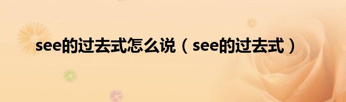 see的过去式怎么说（see的过去式）